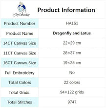 Load image into Gallery viewer, Dragonfly and Lotus Embroidery Kit - Floral Pond Nature Scene DIY Craft