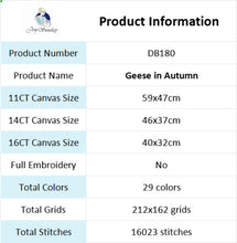 Load image into Gallery viewer, Geese in Autumn Embroidery Kit - Seasonal Holiday Cross Stitch with Migratory Birds