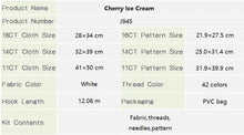 Load image into Gallery viewer, Ice Cream Cross Stitch Kit for Beginners β Printed Aida Fabric & DMC Threads Included
