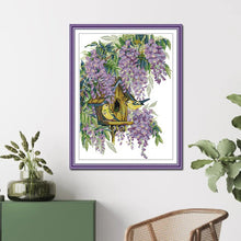 Load image into Gallery viewer, Embroidery Craft Kit DIY Home Decor – Bird's Nest Under Purple Flowers
