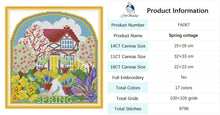 Load image into Gallery viewer, Four Seasons Cottage Embroidery Kit - Landscape Scene Needlecraft Set