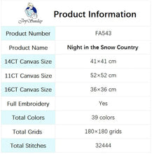 Load image into Gallery viewer, Snowy Night Cross Stitch Kit - Winter Cabin Embroidery Set