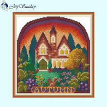 Load image into Gallery viewer, Four Seasons Cottage Embroidery Kit - Landscape Scene Needlecraft Set