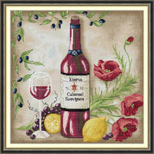Load image into Gallery viewer, Red Wine & Flowers Cross Stitch Kit - Elegant Stamped Aida Embroidery Set | Joy Sunday
