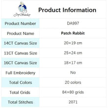 Load image into Gallery viewer, Patch Rabbit Cartoon Embroidery Kit - DIY Animal Needlework Set for Beginners