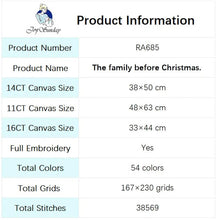 Load image into Gallery viewer, Christmas Family Cross Stitch Kit: Pre-Printed Fabric & Frame - Cozy Gift for Beginners!