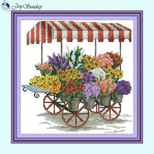 Load image into Gallery viewer, Flower Car Embroidery Kit - Vintage Botanical Vehicle Cross Stitch Set