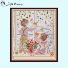 Load image into Gallery viewer, A Beautiful Day Two Kids Cross Stitch - AIMDIY