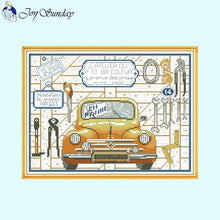 Load image into Gallery viewer, Auto Repair Room Stamped Cross Stitch Kit DIY Cartoon Car Patterns - AIMDIY