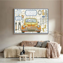 Load image into Gallery viewer, Auto Repair Room Stamped Cross Stitch Kit DIY Cartoon Car Patterns - AIMDIY