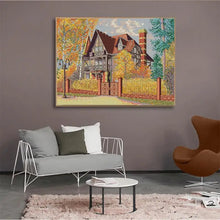 Load image into Gallery viewer, Autumn Courtyard Scenic Cross Stitch Kit - DIY Needlework with Fall Patterns for Beginners