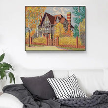Load image into Gallery viewer, Autumn Courtyard Scenic Cross Stitch Kit - DIY Needlework with Fall Patterns for Beginners