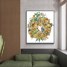 Load image into Gallery viewer, Autumn Harvest Wreath DIY Floral Pattern Cross Stitch Kit - AIMDIY