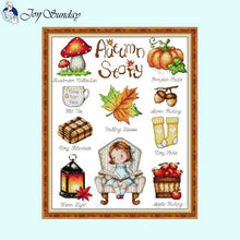Load image into Gallery viewer, Autumn Story Cartoon Pattern - Stamped Cross Stitch Kit - AIMDIY