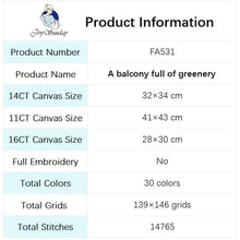 Load image into Gallery viewer, DIY Balcony Greenery Cross Stitch Kit – Handmade Embroidery for Home Decor
