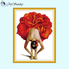 Load image into Gallery viewer, Ballet girl's Red Flower Dress Cross Stitch Kit - AIMDIY