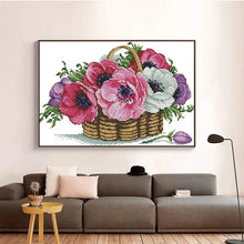Load image into Gallery viewer, Basket of Floral Pattern Flower Cross Stitch Kits - AIMDIY