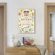 Load image into Gallery viewer, DIY Bee House Cross Stitch Kit - Cartoon Pattern Stamped Canvas for Handmade Embroidery