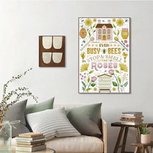 Load image into Gallery viewer, DIY Bee House Cross Stitch Kit - Cartoon Pattern Stamped Canvas for Handmade Embroidery