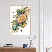 Load image into Gallery viewer, Bees and Roses Floral Pattern - Cross Stitch Kit