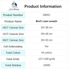 Load image into Gallery viewer, Handmade Bird's Nest Wreath Cross Stitch Embroidery Kit with Vintage Flower & Bird Pattern - DIY Home Decor Craft