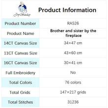 Load image into Gallery viewer, Brother and Sister by the Fireplace DIY Cartoon Character Cross Stitch Kits - AIMDIY