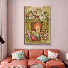 Load image into Gallery viewer, Brother and Sister by the Fireplace DIY Cartoon Character Cross Stitch Kits - AIMDIY