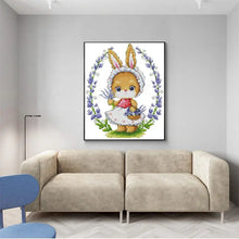 Load image into Gallery viewer, Bunny and Flowers - DIY Kids Handmade Cross Stitch - AIMDIY