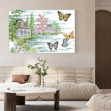 Load image into Gallery viewer, Butterfly Manor Joy Sunday Landscape Cross Stitch - AIMDIY