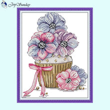 Load image into Gallery viewer, Cake and Flowers Floral Pattern Cross Stitch - AIMDIY