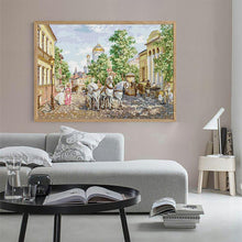 Load image into Gallery viewer, Carriage in front of the church  DIY Scenery Cross Stitch 14CT - AIMDIY