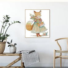 Load image into Gallery viewer, 14CT Cartoon Miss Fox Animal Cross Stitch Kit - DIY Needlework for Beginners