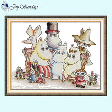Load image into Gallery viewer, Cartoon Patterns Hippo Family Cross Stitch Kit - AIMDIY