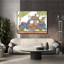 Load image into Gallery viewer, Cartoon Patterns Wagon Cross Stitch Kit White Printed Fabric - AIMDIY