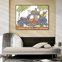 Load image into Gallery viewer, Cartoon Patterns Wagon Cross Stitch Kit White Printed Fabric - AIMDIY