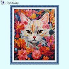 Load image into Gallery viewer, Cat in Flower Cat Cross Stitch Patterns - AIMDIY