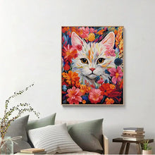 Load image into Gallery viewer, Cat in Flower Cat Cross Stitch Patterns - AIMDIY
