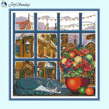 Load image into Gallery viewer, Cat's Winter Dream Cross Stitch Kit - AIMDIY