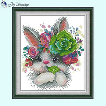 Load image into Gallery viewer, Charming Rabbit Cartoon Animal Pattern - Cross Stitch Kit