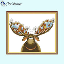 Load image into Gallery viewer, Christmas Cottage on Antlers Animals - AIMDIY