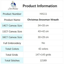 Load image into Gallery viewer, Christmas Gifts Snowman Wreath Joy Sunday Cross Stitch Kits - AIMDIY