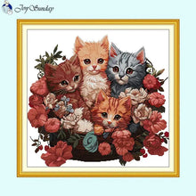 Load image into Gallery viewer, Clustered Kittens Animal Cross Stitch Kit - AIMDIY