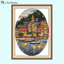 Load image into Gallery viewer, Coastal Small Town Cross Stitch Kit - AIMDIY