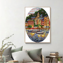 Load image into Gallery viewer, Coastal Small Town Cross Stitch Kit - AIMDIY