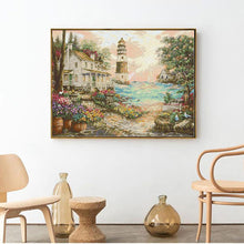 Load image into Gallery viewer, Cottage by the Sea Scenery Pattern Cross Stitch Kit Counted - AIMDIY