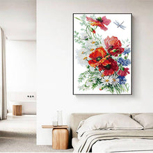 Load image into Gallery viewer, Daisies and Poppies DIY Floral Pattern Cross Stitch Kit - AIMDIY