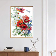 Load image into Gallery viewer, Daisies and Poppies DIY Floral Pattern Cross Stitch Kit - AIMDIY