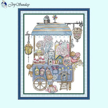 Load image into Gallery viewer, Dessert Cart DIY White Canvas Cross Stitch Kit - AIMDIY