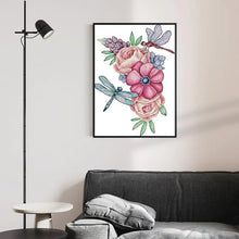 Load image into Gallery viewer, Dragonfly and Flower Cross Stitch - AIMDIY