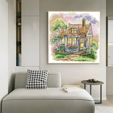 Load image into Gallery viewer, Dream Home Joy Sunday Scenic Pattern Cross Stitch Kit - Stamped Canvas for Handmade Embroidery